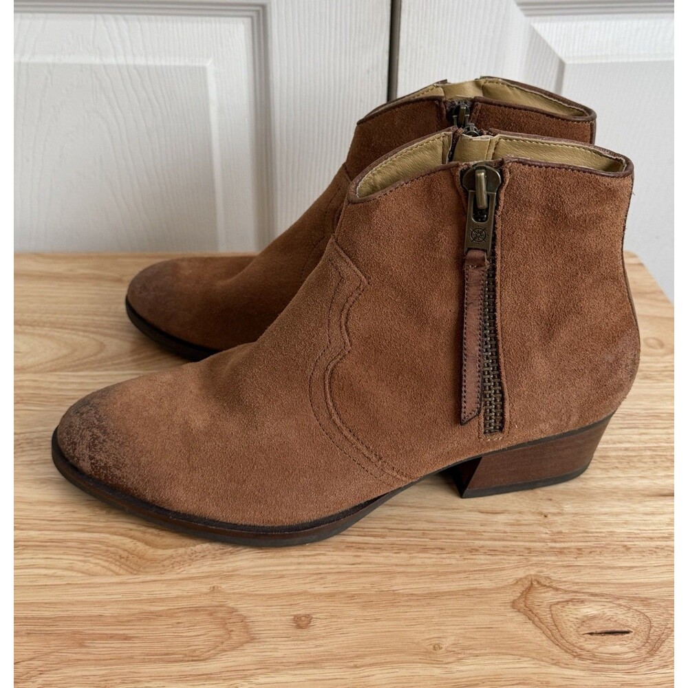 Bussola Brown Western Suede Ankle Boots 42/11 Side Zip